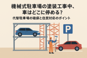 機械式駐車場の塗装工事中、車はどこに停める？代替駐車場の確保と住民対応のポイント