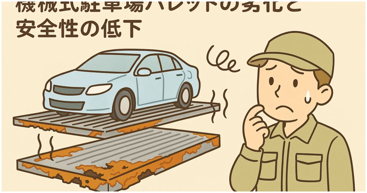 機械式駐車場のパレット腐食と劣化のイメージ画像