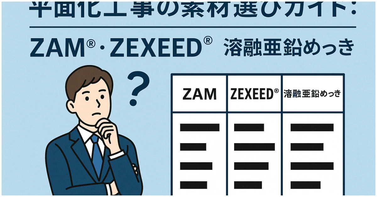 鋼製平面化工法の素材比較を示すイメージ画像