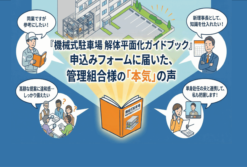 『機械式駐車場 解体平面化ガイドブック』申込みフォームに届いた、管理組合様の「本気」の声