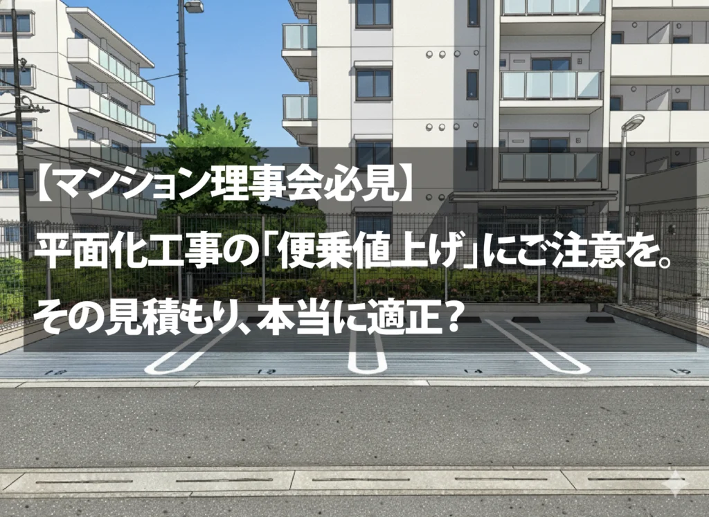 【マンション理事会必見】平面化工事の「便乗値上げ」にご注意を。その見積もり、本当に適正？