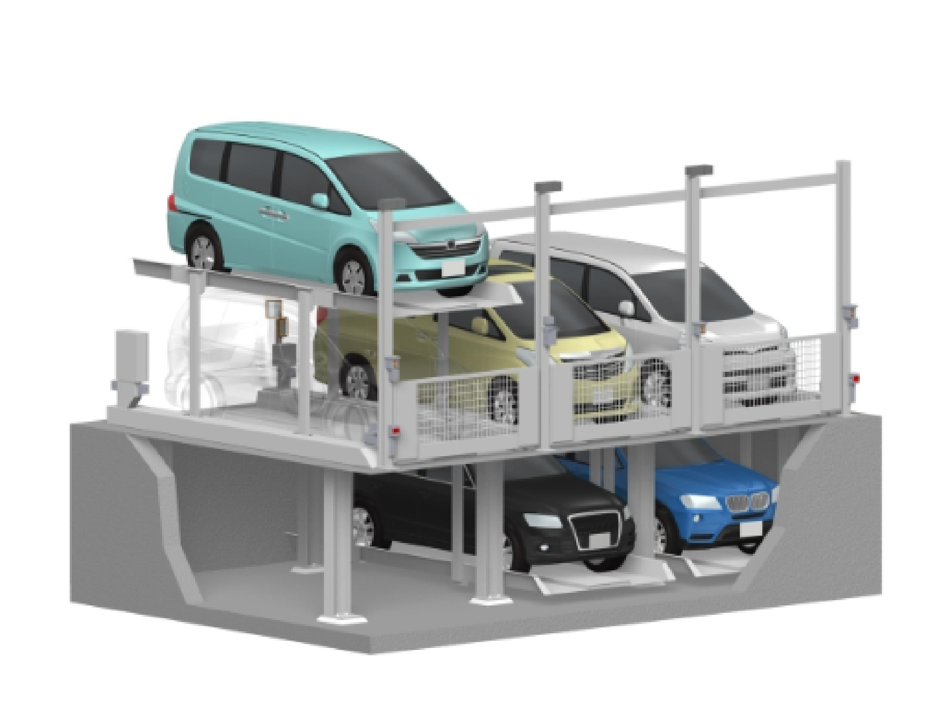 単純昇降式機械式立体駐車場の様子（地下ピット）